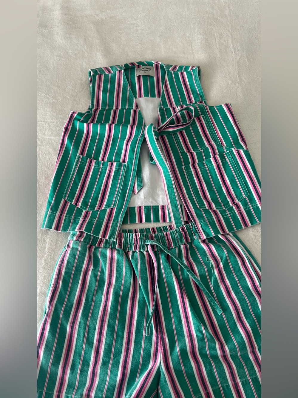 Striped Green Drawstring Women’s Shorts - Casual Summer Style